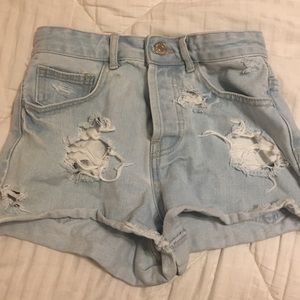 High rise Distressed Denim Shorts